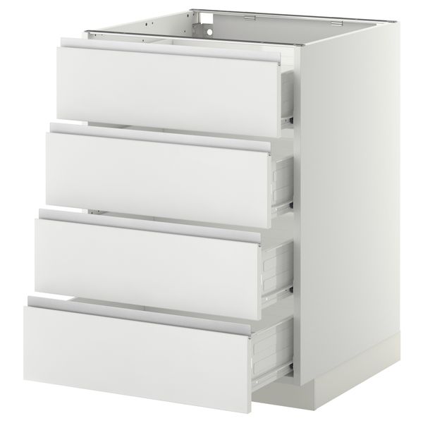 Напольный шкаф 4 фронтальных панели, 4 ящика МЕТОД / ФОРВАРА, белый, Нодста белый - схема-чертеж с размерами