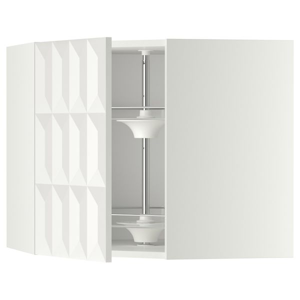 Угловой навесной шкаф с вращающейся секцией МЕТОД, белый, Гэррестад белый - схема-чертеж с размерами