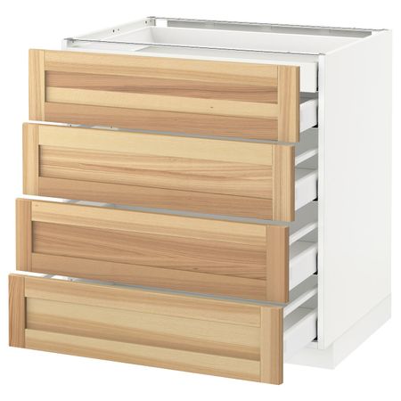 Напольный шкаф 4 фронтальных, 2 низких, 3 средних ящ, белый/Торхэмн ясень 80x60 см IKEA METOD МЕТОД / MAXIMERA МАКСИМЕРА