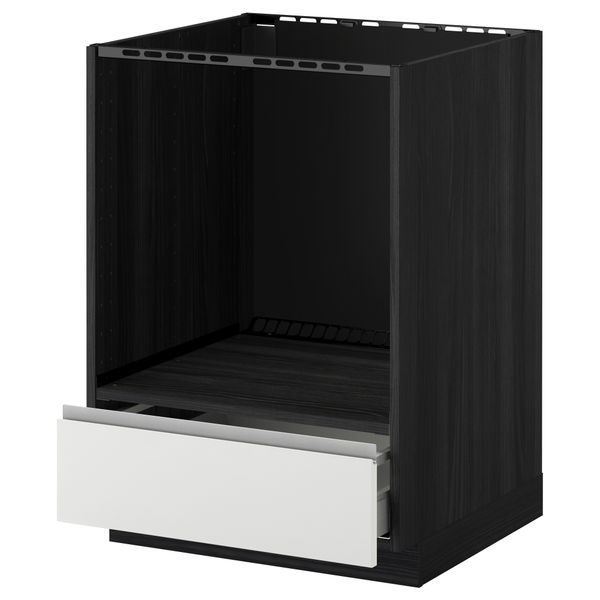 Напольный шкаф для духовки, с ящиком МЕТОД / МАКСИМЕРА, черный, Нодста белый (60x60 см) - схема-чертеж с размерами