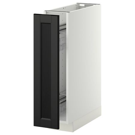 Напольный шкаф, выдвижной внутрений элемент МЕТОД, белый, Лаксарби черно-коричневый (20x60 см)