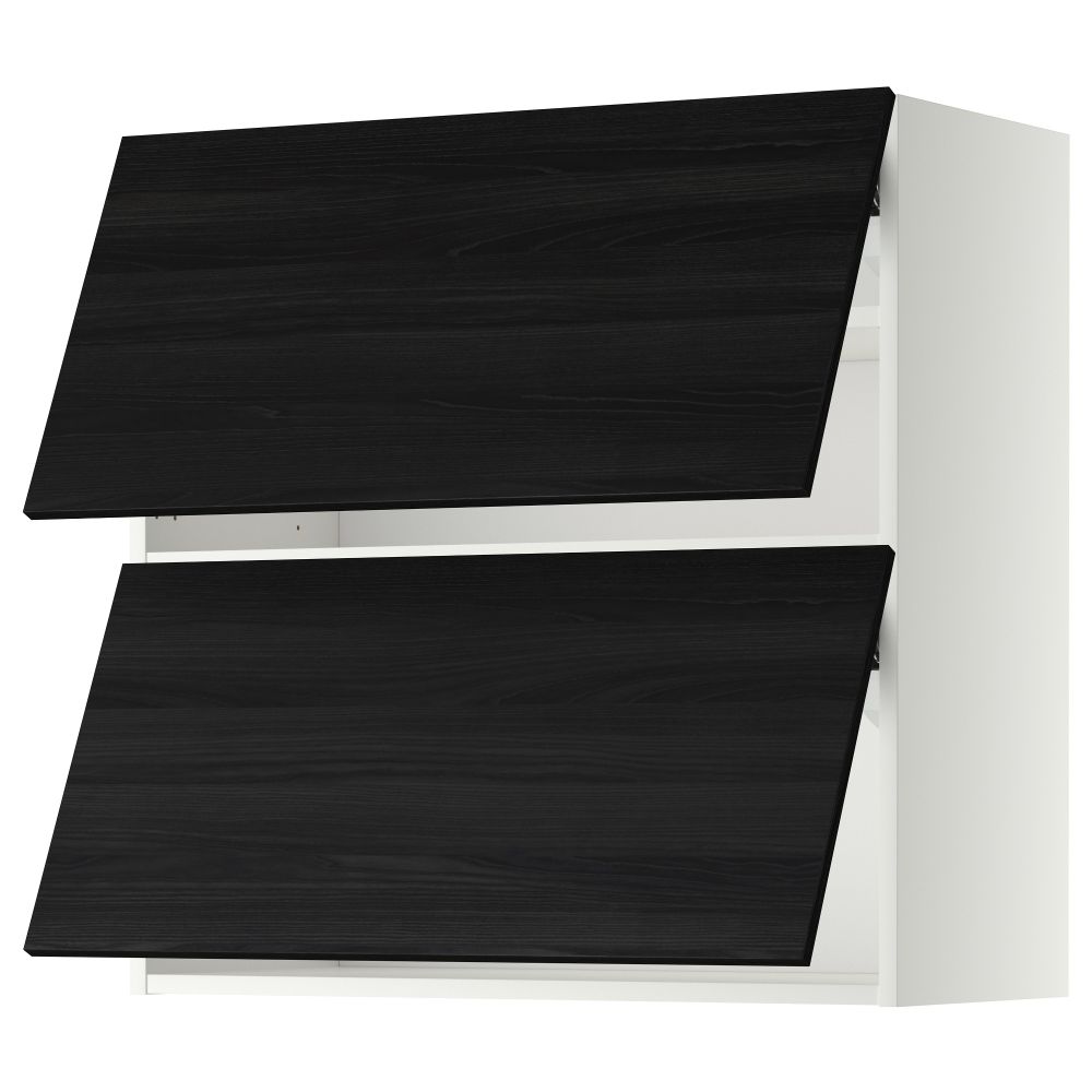 Навесной шкаф, 2 дверцы, горизонтальный МЕТОД, белый, Тингсрид черный - схема-чертеж с размерами