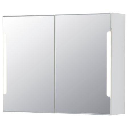 Зеркальный шкафчик, 2 дверцы, подсветка СТОРЙОРМ, белый