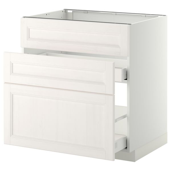 Напольный шкаф под мойку + 3 фронтальных панели, 2 ящика МЕТОД / МАКСИМЕРА, белый, Лаксарби белый - схема-чертеж с размерами