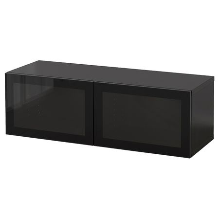 Комбинация настенных шкафов, черно-коричневый/Глассвик черный 120x42x38 см IKEA BESTÅ БЕСТО 094.419.09
