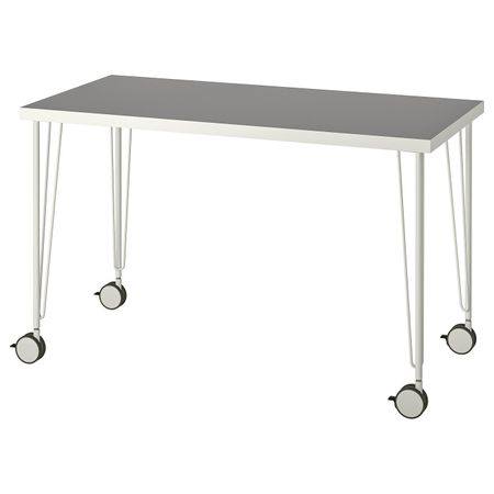Стол, светло-серый, белый 120x60 см IKEA LINNMON ЛИННМОН / KRILLE КРИЛЛЕ 093.313.12