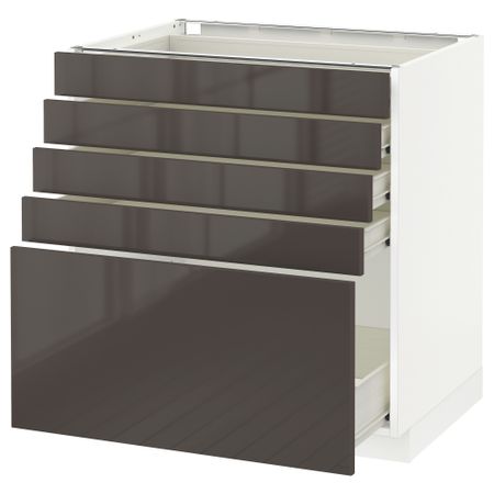 Напольный шкаф с 5 ящиками МЕТОД / ФОРВАРА, белый, Рингульт серый