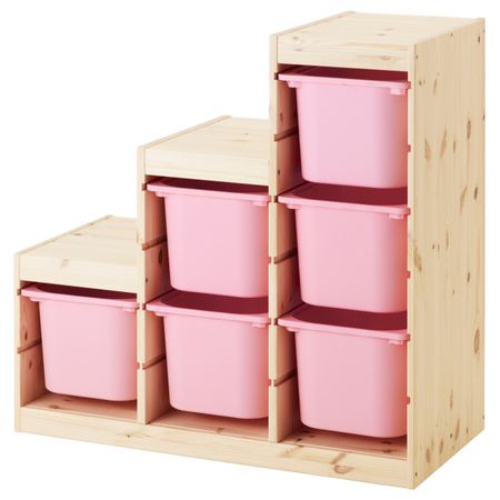 Комбинация для хранения, светлая беленая сосна, розовый 94x44x91 см IKEA ТРУФАСТ 292.223.26