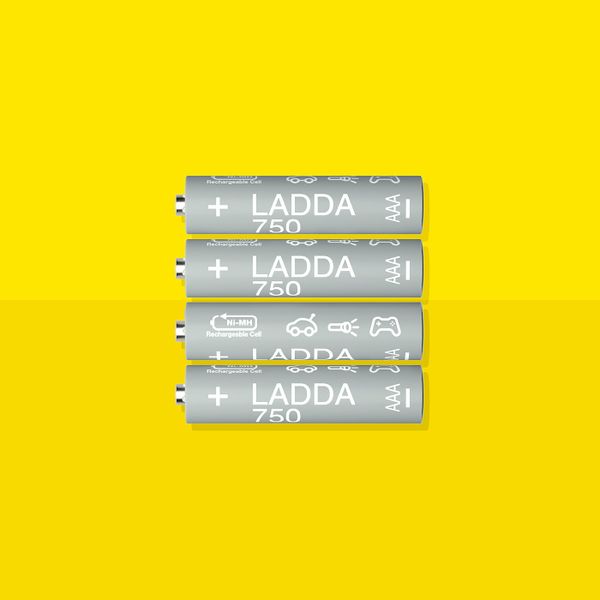 Аккумуляторная батарейка, HR03 AAA 1,2 В 750 мА•ч IKEA LADDA ЛАДДА 305.098.22 - схема-чертеж с размерами