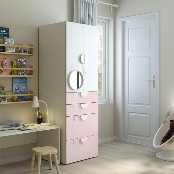 Гардероб, 60x57x181 см, белый бледно-розовый с 4 ящиками IKEA PLATSA ПЛАТСАA ПЛАТСА, SMÅSTAD СМОСТАД 194.309.05 - фото 6