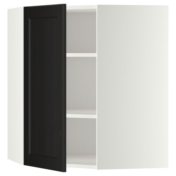 Угловой навесной шкаф с полками МЕТОД, белый, Лаксарби черно-коричневый - схема-чертеж с размерами