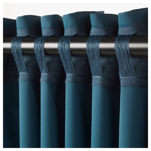 Гардины, блокирующие свет, 1 пара МАЙГУЛЛ, сине-зеленый (145x300 см) - фото 2