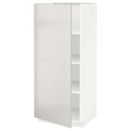 Высокий шкаф с полками, белый/Рингульт светло-серый 60x60x140 см IKEA METOD МЕТОД 094.453.61