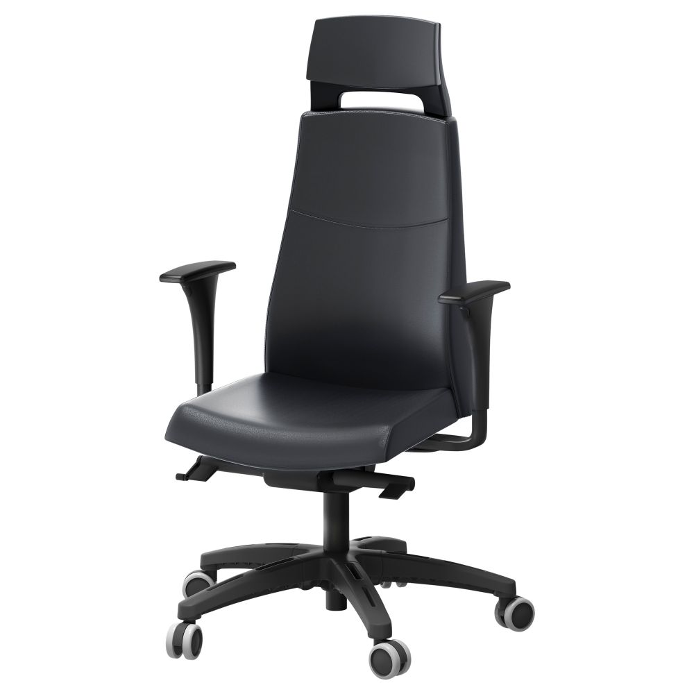 Рабочее кресло с подголовник, подлокотник ВОЛЬМАР, Мьюк черный - фото 1