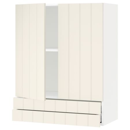 Навесной шкаф, 2 дверцы, 2 ящика МЕТОД / МАКСИМЕРА, белый, Хитарп белый с оттенком