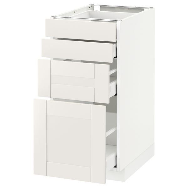 Напольный шкаф 4 фронтальных панели, 4 ящика МЕТОД / МАКСИМЕРА, белый, Сэведаль белый - схема-чертеж с размерами