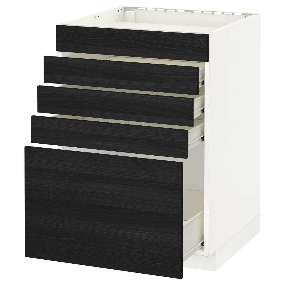 Напольный шкаф для варочной панели, 5 фасадов, 4 ящиков МЕТОД / ФОРВАРА, белый, Тингсрид черный - схема-чертеж с размерами