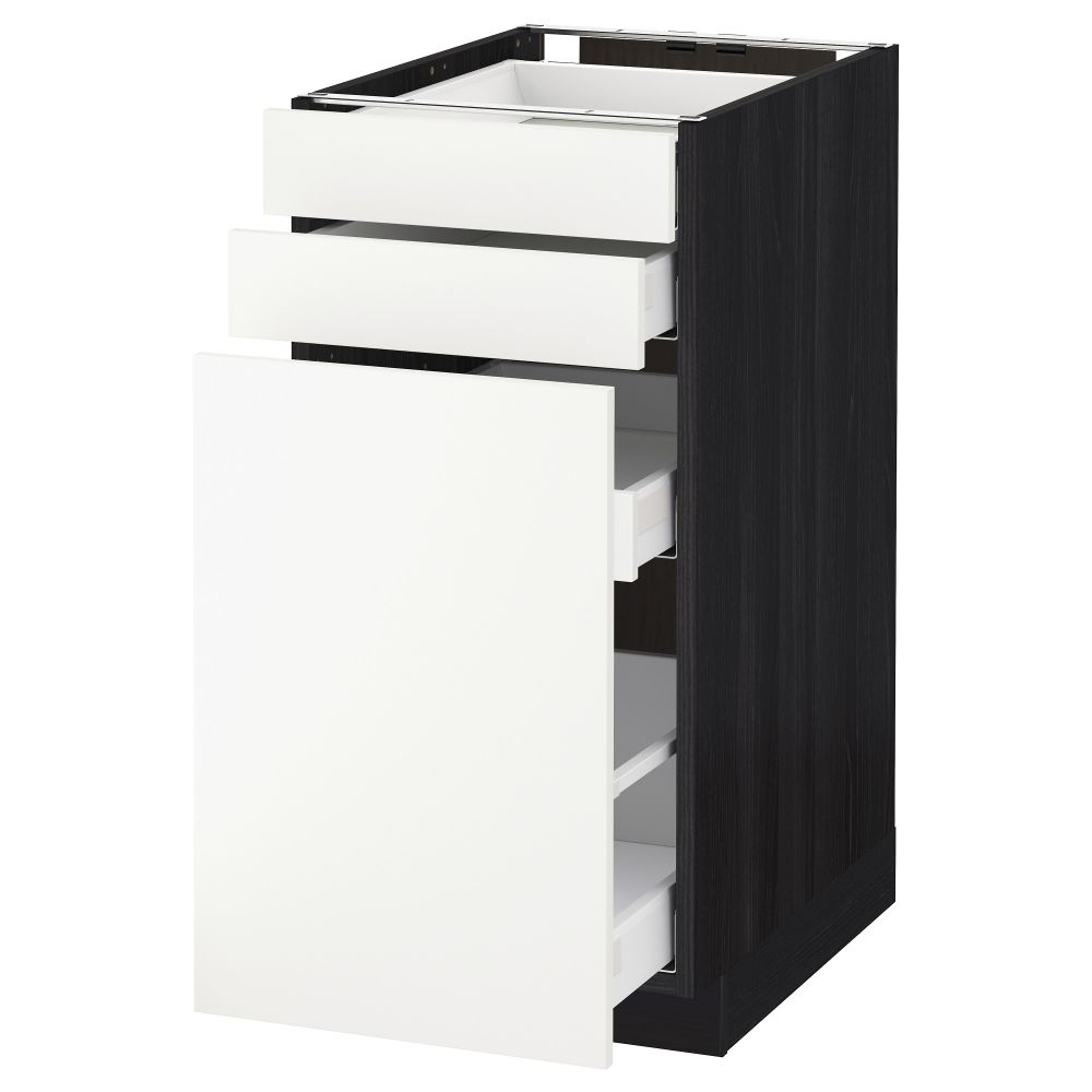 Напольный шкаф с выдвижными модулями, 2 фронтальные панели МЕТОД / МАКСИМЕРА, черный, Хэггеби белый - схема-чертеж с размерами