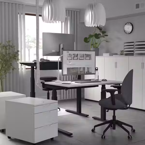 MITTZON МИТТЗОН Стол/трансф - электрический белый/чёрный 120x60 см - фото 5