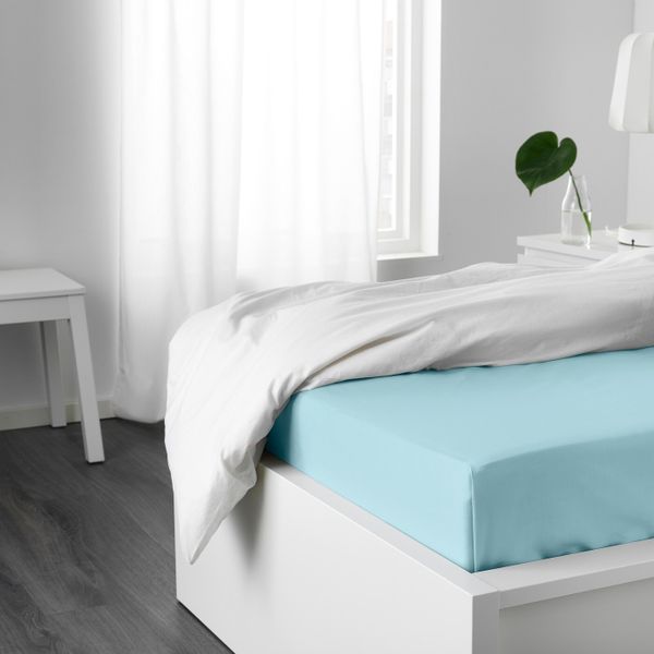 Простыня, голубой 150x260 см IKEA ДВАЛА 504.236.67 - схема-чертеж с размерами