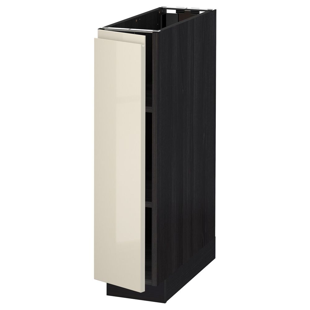 Напольный шкаф с полками, черный, Воксторп глянцевый светло-бежевый 20x60 см IKEA МЕТОД 892.245.44 - схема-чертеж с размерами