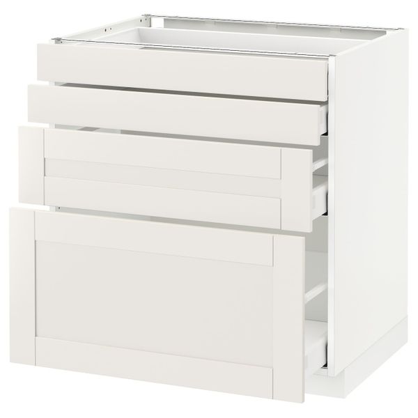 Напольный шкаф 4 фронтальных панели, 4 ящика, белый/Сэведаль белый 80x60 см IKEA METOD МЕТОД / MAXIMERA МАКСИМЕРА 192.385.49 - фото 1
