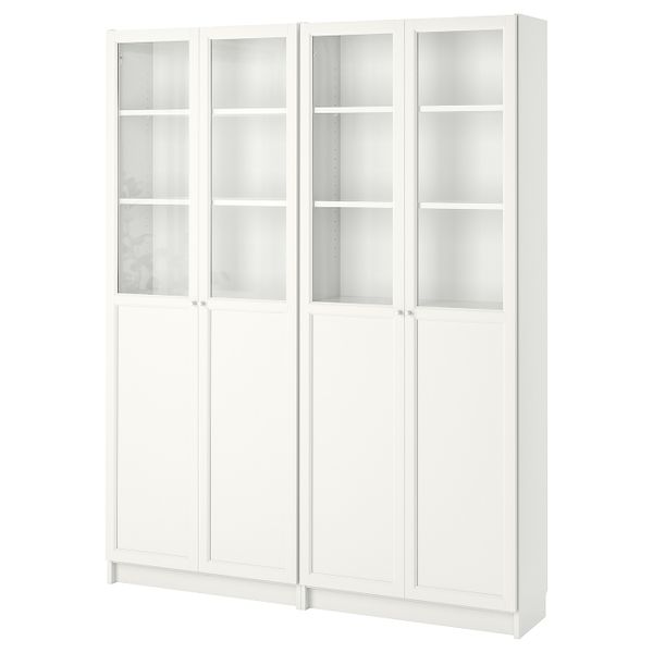 Стеллаж, белый 160x30x202 см IKEA BILLY БИЛЛИ / OXBERG ОКСБЕРГ 292.440.12 - фото 1