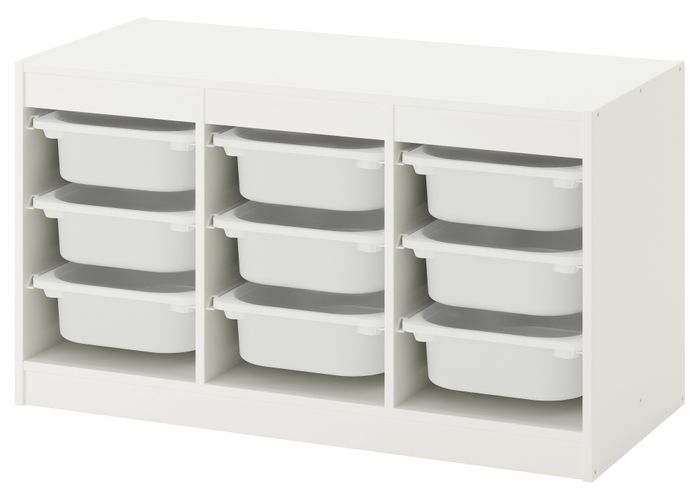 Комбинация для хранения + контейнеры, белый, белый, 99x44x56 см IKEA TROFAST ТРУФАСТ 292.284.70