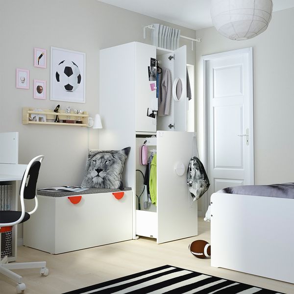 Гардероб с выдвижным модулем, 60x57x196 см, белый белый, с платяной штангой IKEA SMÅSTAD СМОСТАД 894.283.29 - фото 22