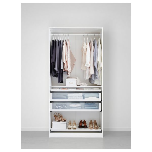 Гардероб ПАКС, белый, Тисседаль стекло - схема-чертеж с размерами