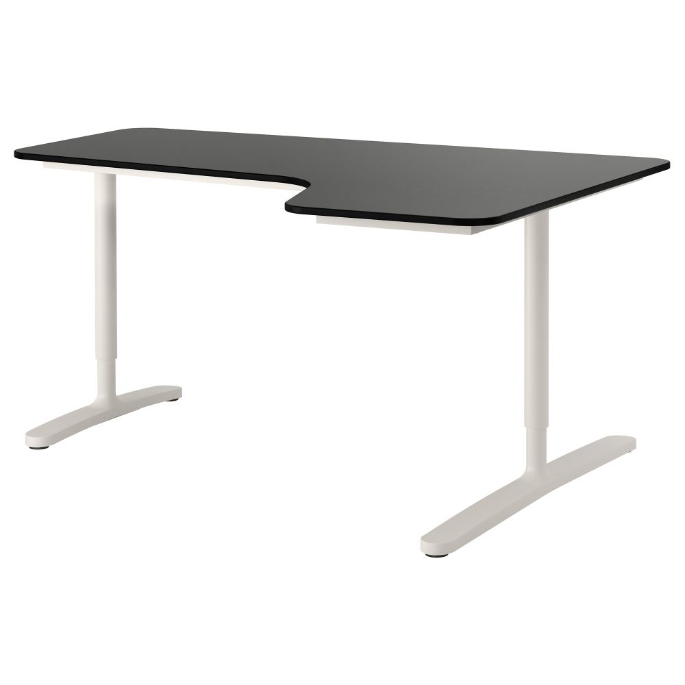 Угловой письменный стол правосторонний БЕКАНТ, черно-коричневый, белый (160x110 см) - фото 1