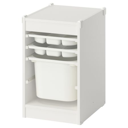 Комбинация с контейнером и лотками, белый, белый, 34x44x56 см IKEA TROFAST ТРУФАСТ 795.732.46