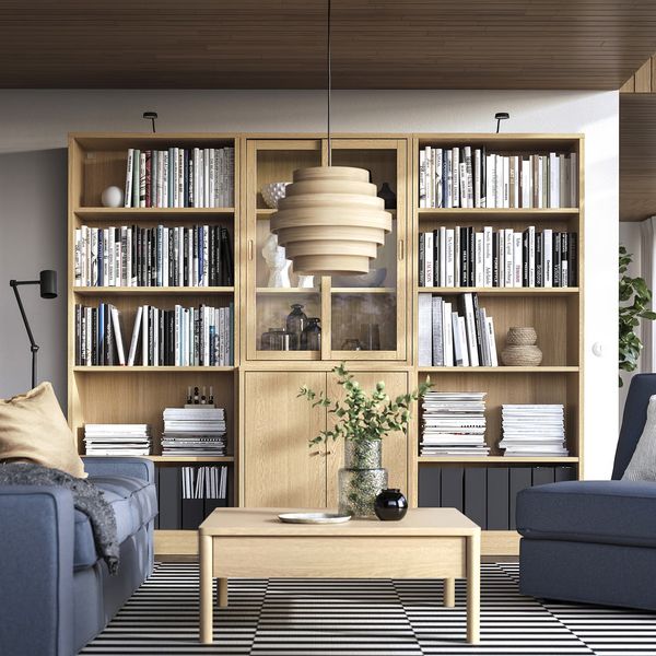 TONSTAD Комбинация с раздвижными дверьми - дубовый шпон/прозрачное стекло 245x47x201 см - фото 2