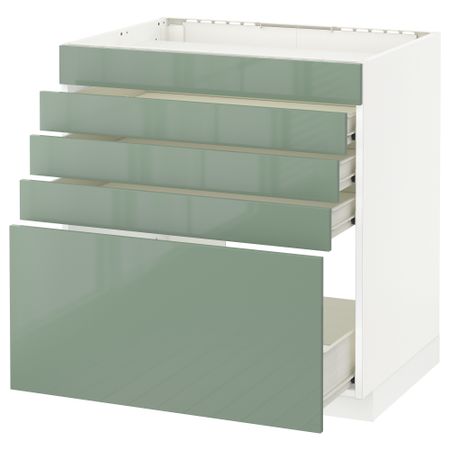 Напольный шкаф для варочной панели, 5 фасадов, 4 ящиков МЕТОД / ФОРВАРА, белый, Калларп светло-зеленый