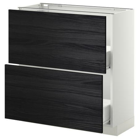 Напольный шкаф с 2 ящиками МЕТОД / ФОРВАРА, белый, Тингсрид черный