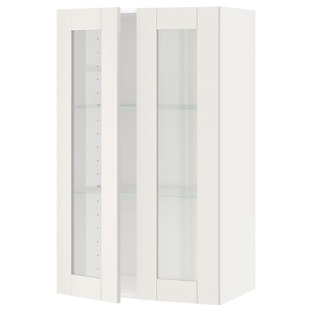 Навесной шкаф с полками, 2 стекло дв, белый/Сэведаль белый 60x100 см IKEA METOD МЕТОД 092.231.24