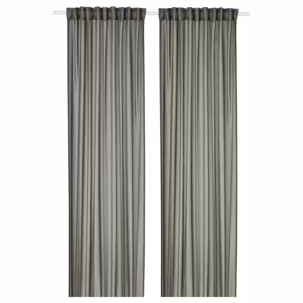 STENFRÖ СТЕНФРЁ Гардины, 2 шт. - зеленый/с лентой 145x300 см - фото 1