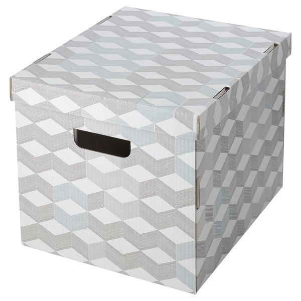 Коробка с крышкой СМЕКА, белый, с рисунком (33x38x30 см) - схема-чертеж с размерами