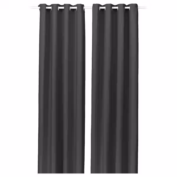 GINSTMOTT ГИНСТМОТТ Гардины, 2 шт. - темно-серый/с петельками 145x300 см - фото 1