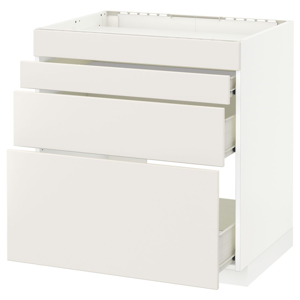 Напольный шкаф для духовки, 4фасада, 3 ящика МЕТОД / ФОРВАРА, белый, Веддинге белый - схема-чертеж с размерами