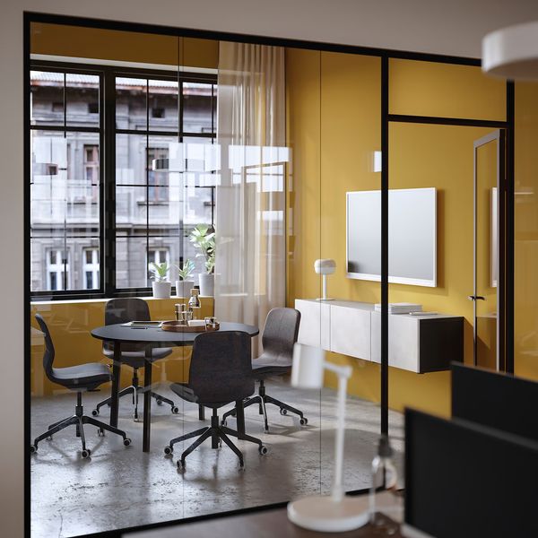 MITTZON МИТТЗОН Конференц-стол - круглой формы ясеневый шпон/черная морилка/чёрный 120x75 см - фото 2