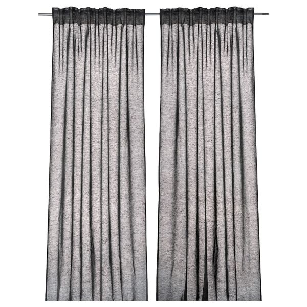 Гардины, 2 шт., серый 145x300 см IKEA LENAKARIN ЛЕНАКАРИН 404.938.30 - фото 1