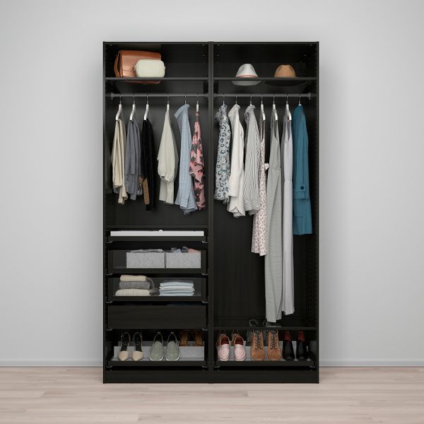 Гардероб, комбинация, черно-коричневый 150x58x236 см IKEA PAX ПАКС 793.856.84 - схема-чертеж с размерами