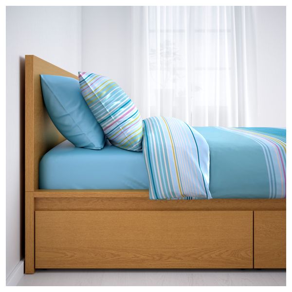 Высокий каркас кровати, 4 ящика МАЛЬМ, дубовый шпон, Лонсет - фото 2