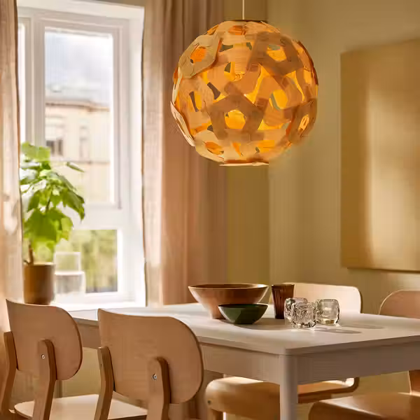 ÖDLEBLAD ОДЛЕБЛАД Абажур для подвесн светильника - березовый шпон 48 см фото товара