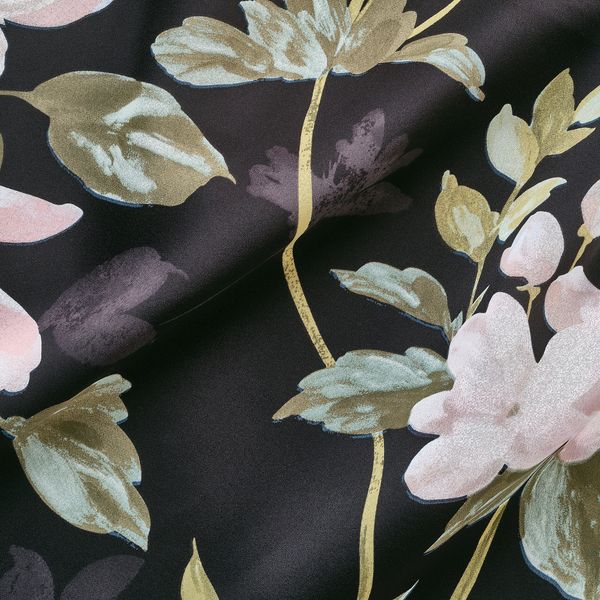 Гардины, блокирующие свет, 2 шт., 145x300 см, черный, с цветочным орнаментом IKEA ROSENMOTT РОЗЕНМОТТ 504.630.07 - фото 3