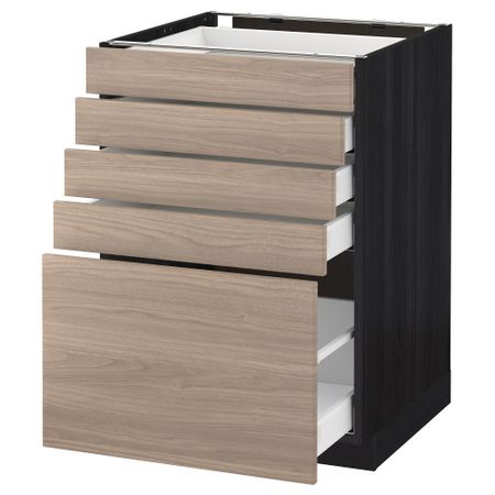 Напольный шкаф с 5 ящиками МЕТОД / МАКСИМЕРА, черный, Брокхульт светло-серый