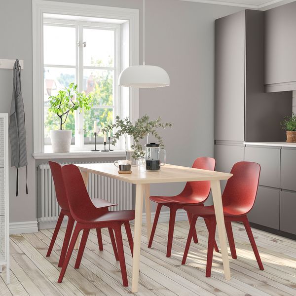 Стол и 4 стула, ясеневый шпон, красный, 140 см IKEA ODGER ОДГЕР, LISABO ЛИСАБО 994.407.45 - фото 3