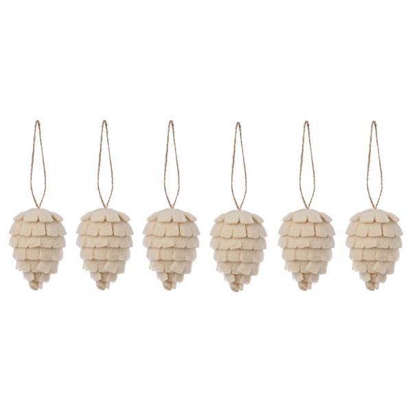 Украшение подвесное, шишка белый с оттенком 7 см IKEA VINTER 2021 ВИНТЕР 2021 104.981.98 - фото 1