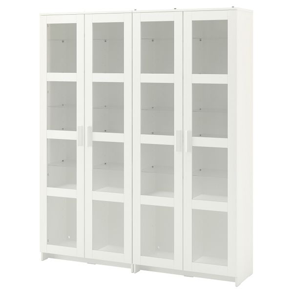 Комбинация для хранения + стеклянная дверц, белый 160x35x190 см IKEA BRIMNES БРИМНЭС 092.782.39 - фото 1